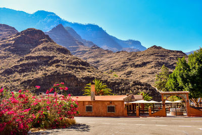 Scenic view of mountains against clear sky