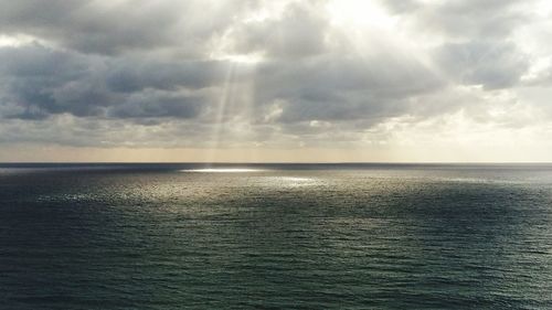 Scenic view of sea against cloudy sky