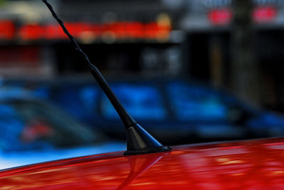 Close-up of antenna on car