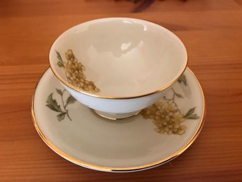 High angle view of coffee on table