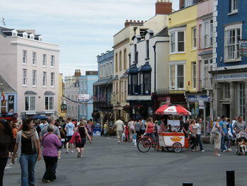 People on street in city