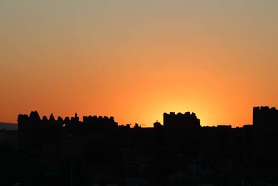 View of cityscape at sunset