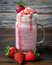 Close-up of strawberries on table
