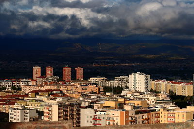 High angle view of townscape against sky