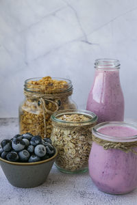 Close-up of fruits in jar on table