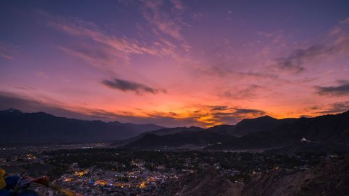 Scenic view of silhouette landscape against sky during sunset