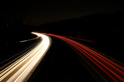 Light trails on highway at night