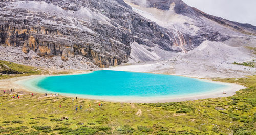 Scenic view of lake and mountains