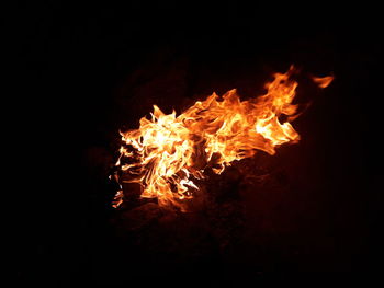 High angle view of bonfire at night