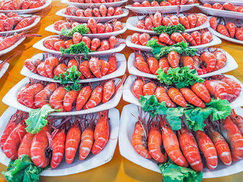 High angle view of vegetables in plate