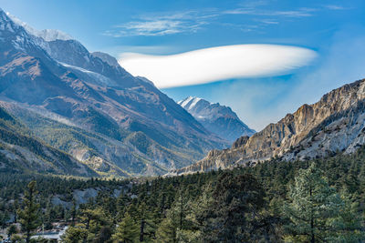 Scenic view of mountains against sky