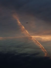 Aerial view of vapor trails in sky