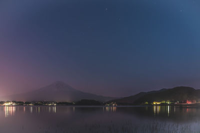 Scenic view of lake against sky at night