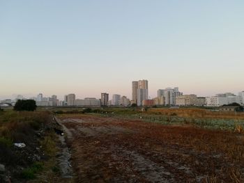 View of city against clear sky