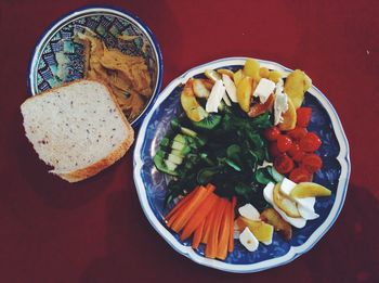 High angle view of food in plate