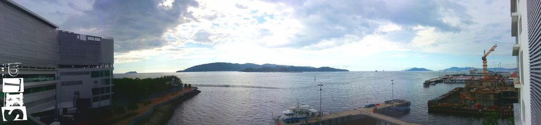 Scenic view of sea against cloudy sky