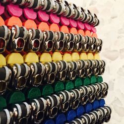 Close-up of multi colored pencils in store