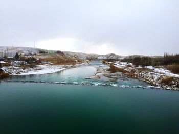 Scenic view of snow covered landscape