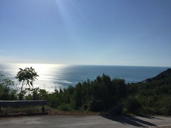 Scenic view of sea against clear sky
