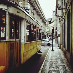 Tram on city street