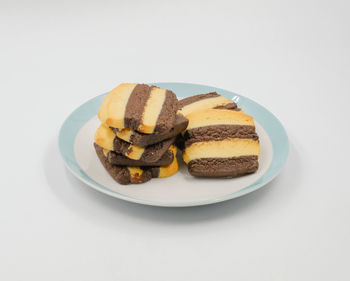 Close-up of chocolate cake in plate