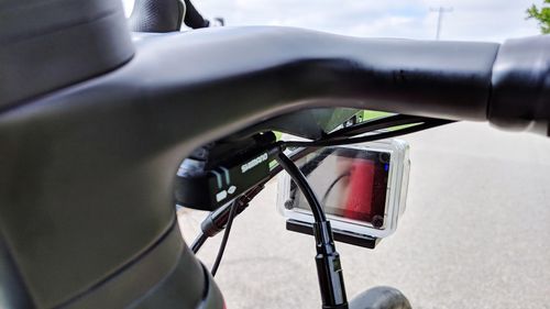 Close-up of bicycle on street