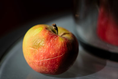 High angle view of apple on table