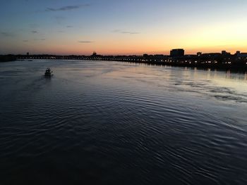 Scenic view of sea against sky at sunset