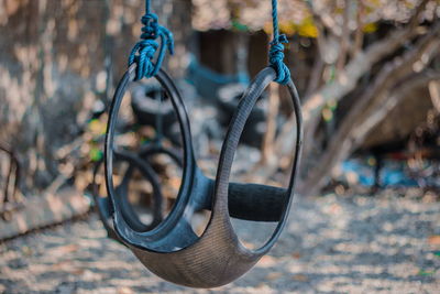 Close-up of swing hanging 
