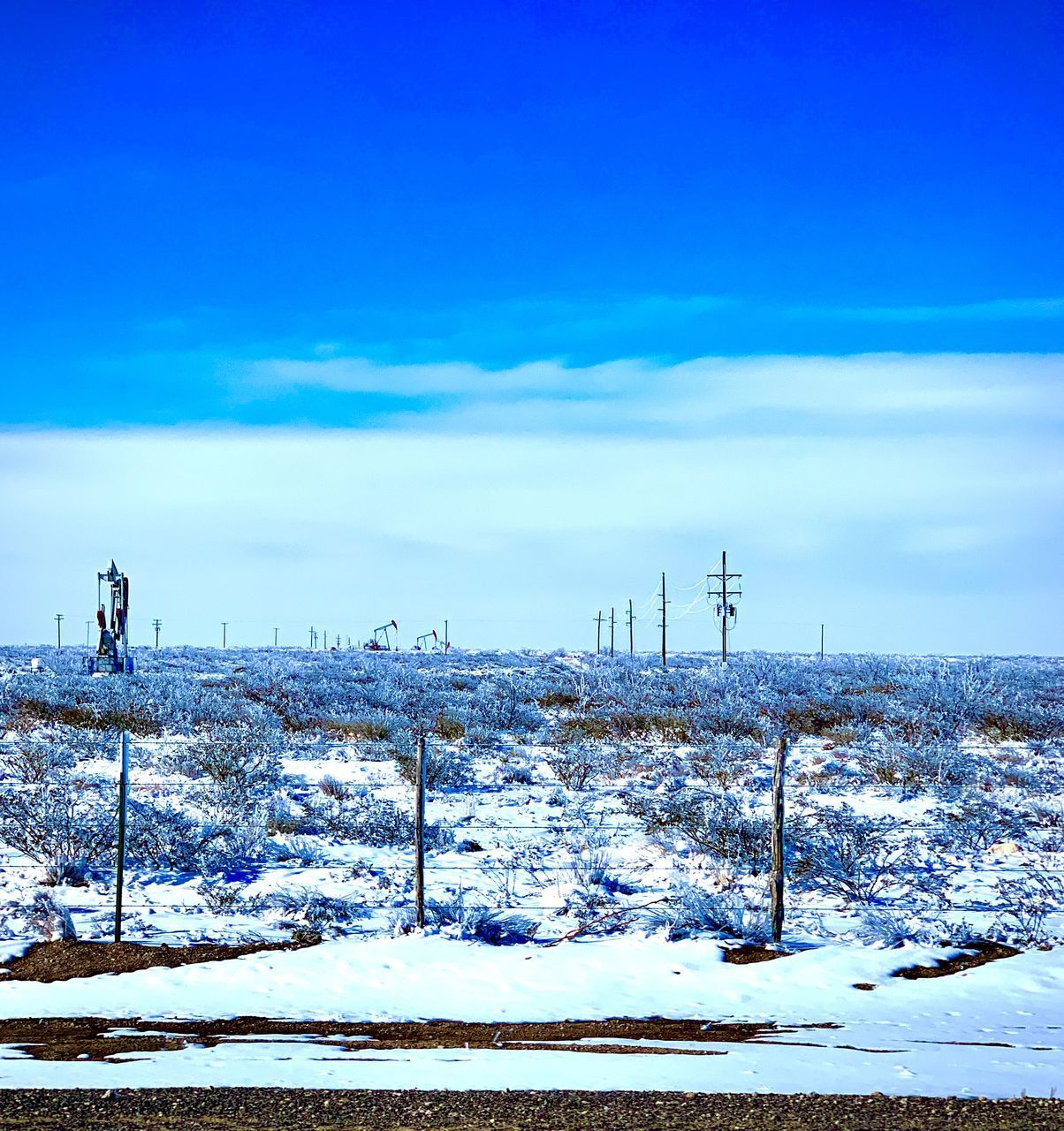 SNOW COVERED LAND AGAINST SKY