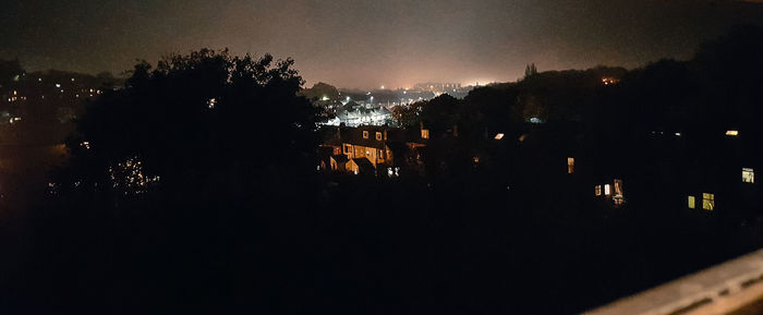 Illuminated buildings at night