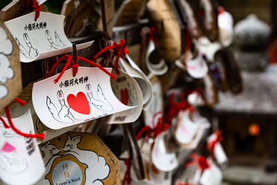 Close-up of heart shape for sale in market