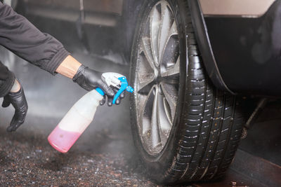 Man working in car