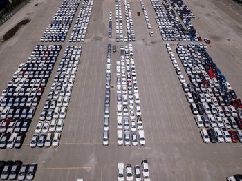 High angle view of parking lot