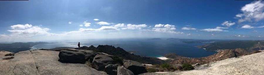 Panoramic view of rock formations against sky