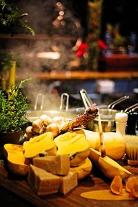 Close-up of food on table