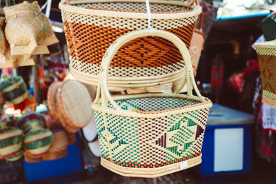 Close-up of clothes for sale in market