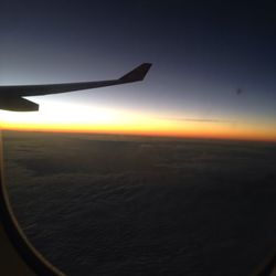 Cropped image of airplane flying over landscape