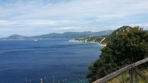 Scenic shot of calm sea against cloudy sky