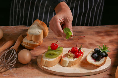 Full frame shot of fruits on cutting board