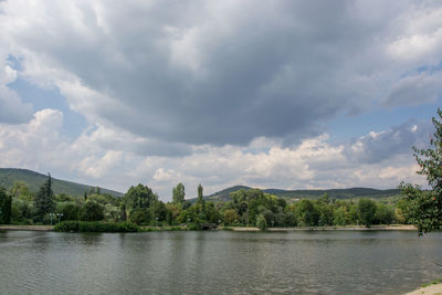 Scenic view of lake against sky