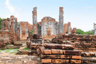 Ancient old ruin temples at ayutthaya historical park