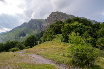 Scenic view of mountains against sky