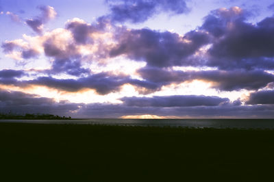 Scenic view of field against sky during sunset