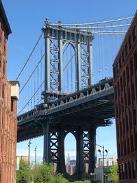Low angle view of suspension bridge