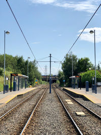 Railroad station platform against sky