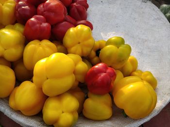 High angle view of fruits for sale at market stall