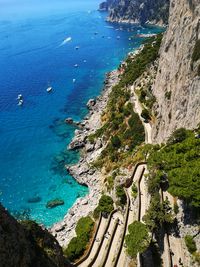 High angle view of beach