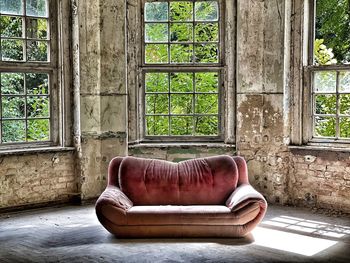 View of abandoned sofa