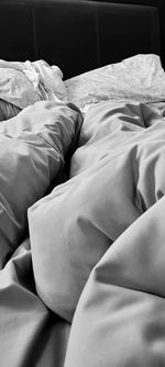 High angle view of blanket on bed at home